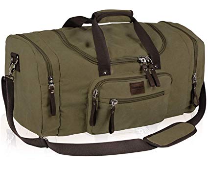 Dream Hunter Oversized Canvas Travel Tote Duffel Bag for Men Shoulder Weekender Overnight Carry on Luggage Storage Duffle Bag (Khaki)