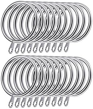 VAK® METAL CURTAIN RINGS POLE ROD VOILE NET CURTAINS RINGS HANGING 40 MM X 12 (SATIN SILVER)