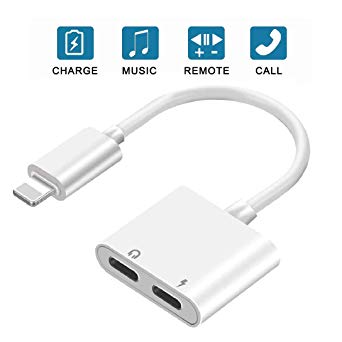 Headphone Jack Adapter for iPhone 8 Adapter Charger Adapter AUX Audio Jack Charge [Audio Charge Call Volume Control ] Earphone Cable Converter Compatible for iPhone X/XS/XR/7 Plus /8/8P Support iOS 12