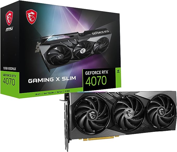 MSI Gaming GeForce RTX 4070 12GB GDRR6X 192-Bit HDMI/DP Nvlink TORX Fan 4.0 Ada Lovelace Architecture Graphics Card (RTX 4070 Gaming X Slim 12G)