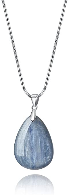 AMORWING Womens Teardrop Genuine Stone Pendant Necklace