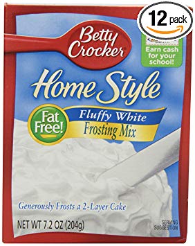 Betty Crocker Frosting, Home Style Fat Free Frosting, Fluffy White, 7.2 Oz Box (Pack of 12)