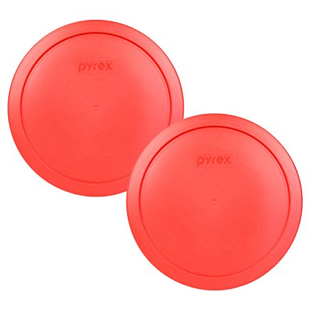 Pyrex 7402-PC Red Round Storage Replacement Lid Cover fits 6 & 7 Cup 7" Dia. Round (2-Pack)