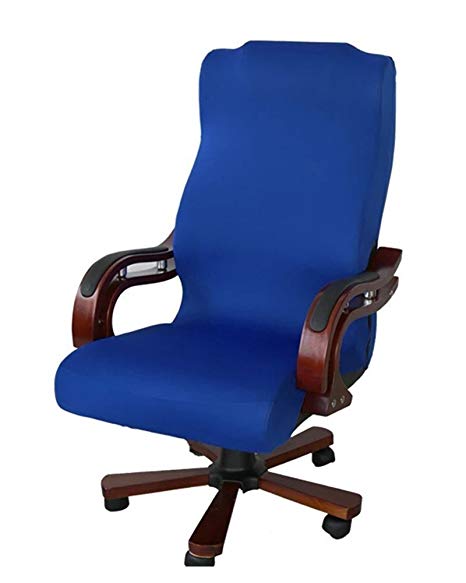 Deisy Dee Slipcovers Cloth Universal Computer Office Rotating Stretch Polyester Desk Chair Cover C062 (blue)