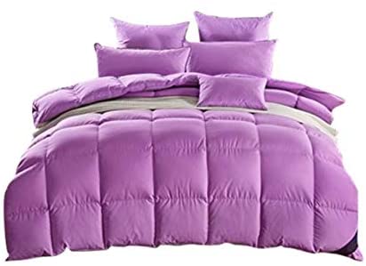ROSE FEATHER Luxurious White Goose Down Comforter Duvet,800TC Down Proof Cover,850  Fill Power,Soft Warm Brethable,No Noise, Heavywarmth Winter(Full&Queen Size, Purple)