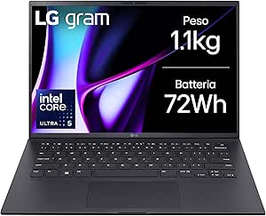 LG gram 14Z90S Notebook, Display IPS 14" FHD 16:10, Intel Core Ultra 5 125H, RAM 16GB DDR5, SSD 512GB, Intel Arc Graphics, Batteria 72Wh, Thunderbolt4, Win11 Home, Tastiera Italiana, 1120g, Nero