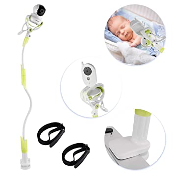 Baby Monitor Mount, Camera Clip for Baby Crib/Shelf, Monitor Holder for Better View, Adjustable Grasp, 360 Flexible Arm with Base Clamp for Nursery, Compatible with Phone, Most Baby Monitors Green