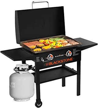 Blackstone 1883 Gas Hood & Side Shelves Heavy Duty Flat Top Griddle Grill Station for Kitchen, Camping, Outdoor, Tailgating, Countertop, 28", Black