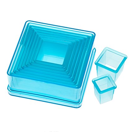 Ateco 5753 Plain Edge Square Cutter Set in Graduated Sizes, Durable, Food-Safe Plastic, 9 Pc Set