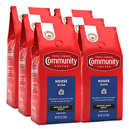Community Coffee House Blend Medium-Dark Roast Ground Coffee, 12 Ounces (Pack Of 6)