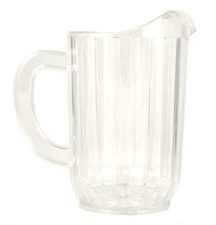 32 Oz. (Ounce) Water Beverage Serving Pitchers, Beer Pitcher, Restaurant Grade Heavy-Duty SAN Material Plastic Pitcher - Clear, Set of 6