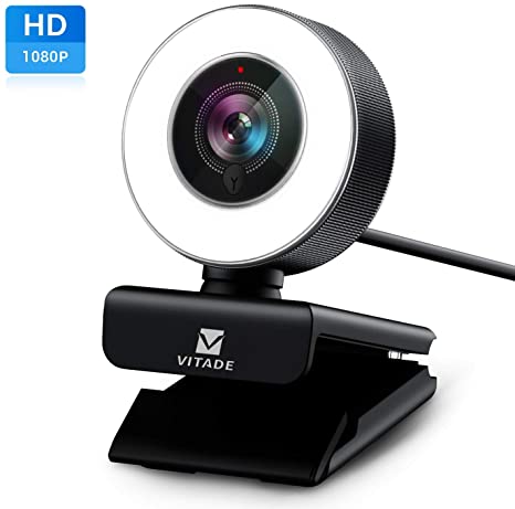 PC Webcam for Streaming HD 1080P, Vitade 960A USB Pro Computer Web Camera Video Cam for Mac Windows Laptop Conferencing Gaming Xbox Skype OBS Twitch Youtube Xsplit GoReact with Microphone & Ring Light (Renewed)