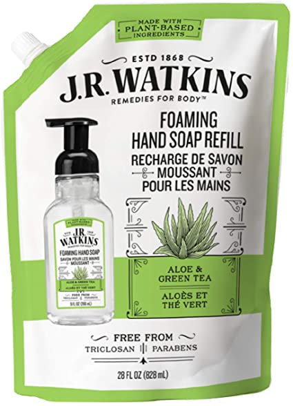 J.R. Watkins Aloe & Green Tea Foaming Hand Soap Refill Pouch, 828 milliliters