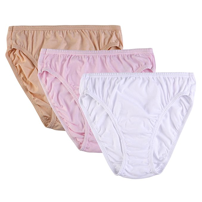 WingsLove 3 Pack Women's Comfort Soft Cotton Plus Size Underwear High-Cut Brief Panty