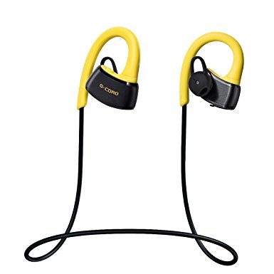 G-Cord Bluetooth V4.1 Sports Headsets IPX7 Water Resistant Wireless Headphones (Yellow)