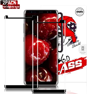 [2 Pack] Galaxy Note 8 Tempered Glass Screen Protector,Full Coverage [3D Curved] [Anti-Scratch] [High Definition] Tempered Glass Screen Protector Suitable for Galaxy Note 8