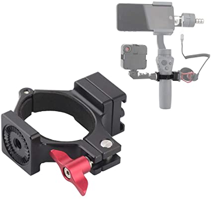 AFVO Ring Clamp Microphone Adapter for DJI Osmo Mobile 3, Osmo Mobile 2 and Osmo Mobile, for Mic and Light Mounting