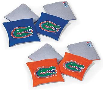 NCAA College Dual Sided Bean Bags by Wild Sports, 8 Count, Premium Toss Bags for Cornhole Set - Great for Tailgates, Outdoors, Backyard