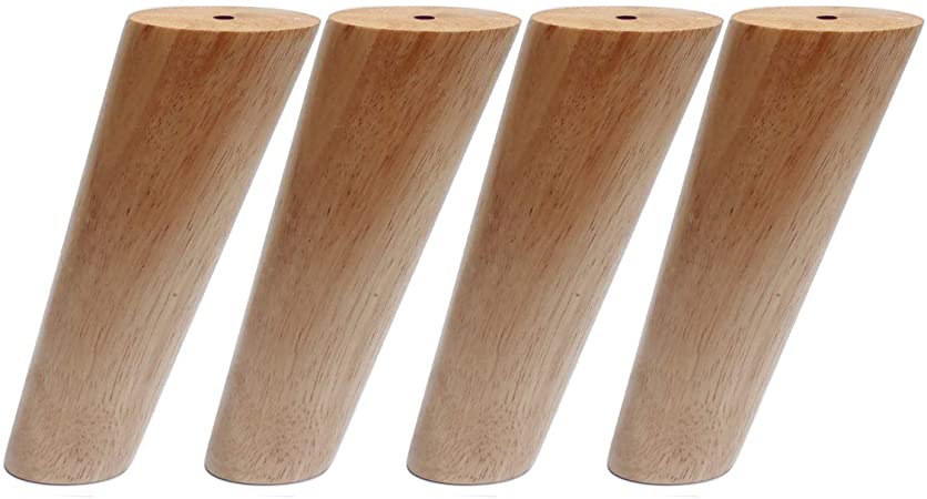 Round Solid Wood Furniture Legs Sofa Replacement Legs Perfect for Mid-Century Modern/Great IKEA hack for Sofa, Couch, Bed, Coffee Table (5 Inches,Set of 4, Original Wood Color)