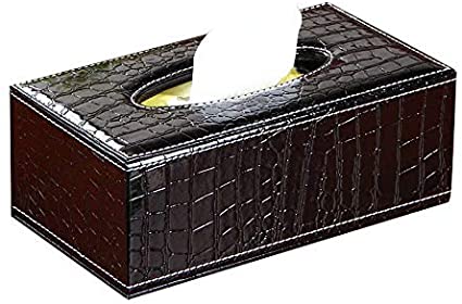 Cq acrylic Rectangular PU Leather Tissue Box Cover Holder,Modern Square Facial Tissue Holder Case Dispenser for Home and Car Decoration,Black