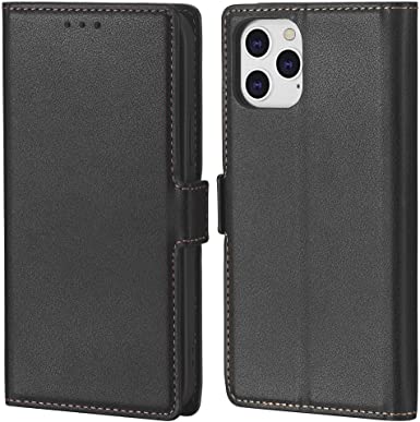 Crosspace Case Compatible with iPhone 12/12 Pro[6.1 inch,2020 Release],Wallet Case for Men with Card Holder,Premium Ultra Slim PU Leather Flip Cover Case Professional & Kickstand-Black