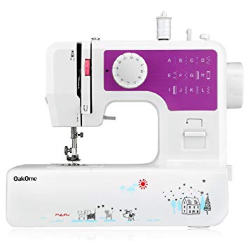 oakome Household Sewing Machine Multifunction - Stitching Machine with 12 Built-in Stitches, Double Thread and Speed, Perfect for Sewing All Types of Fabrics with Ease (Purple)