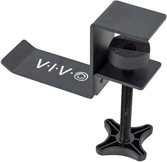 VIVO Black Metal Clamp-on Headphone Holder | Under Desk Mount Headset Hook Clip with Adjustable Clamp (MOUNT-HDPH01)