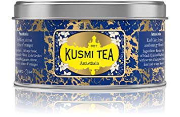 Kusmi Tea Anastasia Black Tea - Combination of Bergamot, Lemon, Lime, and Orange Blossom Essential Oils Perfect for Iced Tea (4.4oz Tin 50 Servings)
