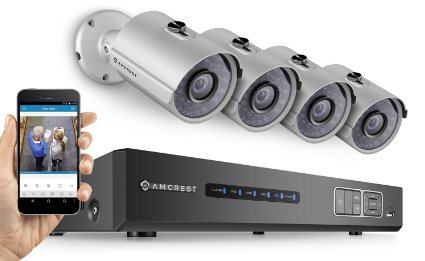 Amcrest 1.3-Megapixel (1280 x 960) 4Ch Network POE Video Security System (NVR Kit) - Four 1.3MP POE Weatherproof Bullet IP Cameras, 98ft Night Vision, Pre-Installed 1TB HDD and More (Silver)