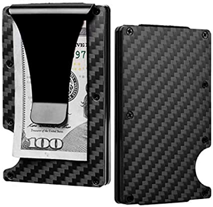 Safedome Carbon Fiber RFID Blocking Money Clip Wallet, Anti Theft Aluminum Credit Card Wallet - Slim Credit Card Holder - Easy Holiday Gifts for Men