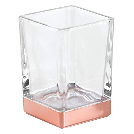 InterDesign Casilla Tumbler Cup for Bathroom Vanity Countertop – Clear/Rose Gold