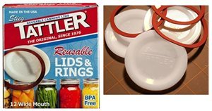 Tattler Reusable Wide Mouth Canning Lids & Rubber Rings - 12/pkg