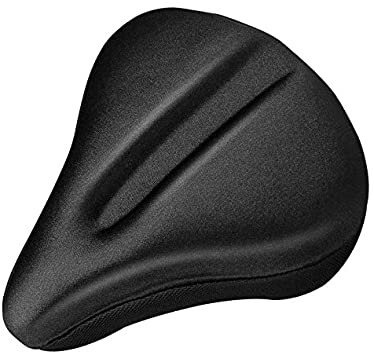 Bike Seat Cushion, Gel Bike Seat Cover, Memory Foam Bike Seat Cover for Women and Men, Bicycle Saddle Cover with Water&Dust Resistant Cover, Fits Cruiser and Stationary Bikes, Outdoor Indoor Cycling