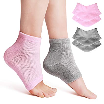 Moisturizing Socks Lotion Gel for Dry Cracked Heels 2 Pack, Spa Gel Socks Humectant Moisturizer Heel Balm Foot Treatment Care Heel Softener Compression Cotton