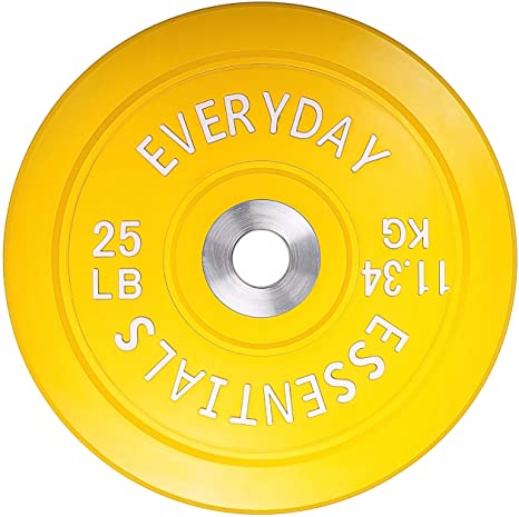 Everyday Essentials Color Coded Olympic Bumper Plate Weight Plate w Steel Hub