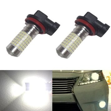 JDM ASTAR 1200 Lumens Extremely Bright 144-EX Chipsets H16 TYPE 2 (with 90 degree angle) LED Bulbs with Projector for DRL or Fog Lights, Xenon White
