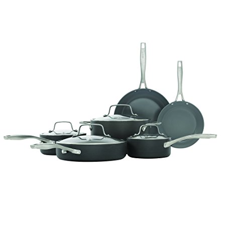 Bialetti 10 Piece Ceramic Pro Hard Anodized Nonstick Cookware Set, Gray