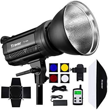 Travor TF-100A Bowens Mount LED Video Light, 100W Bi-Color, 3200-6500K Continuous Lighting for Video Recording, CRI 95  TLCI 95  with 5 Color Diffusers and Reflector, Remote Control for Portrait etc