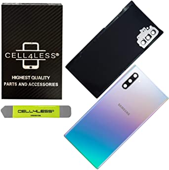 Cell4less Back Glass Replacement Kit for Galaxy Note 10 with Preinstalled Camera Lens & Adhesive (Aura Glow)