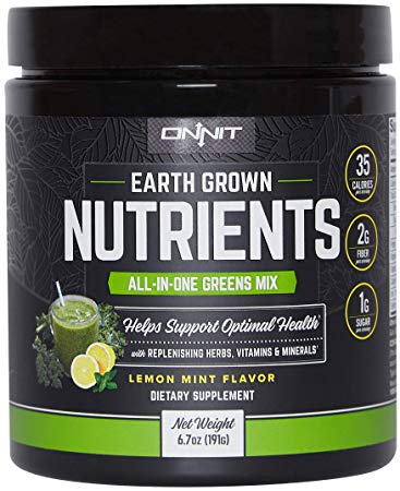 Onnit Earth Grown Nutrients: All-in-One Daily Greens and Replenishing Herbs - Lemon Mint Flavor (15 Servings)
