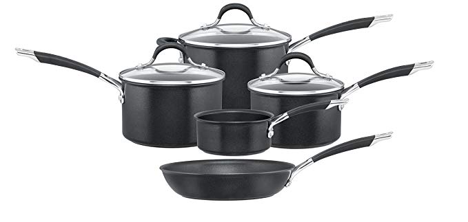 Circulon Momentum Milk Pan, Saucepans and Fry Pan, Black, Set of 5