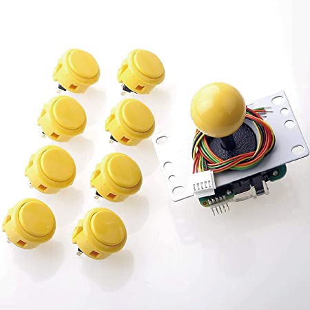 Sanwa JLF-TP-8YT Joystick   Sanwa 8 pcs OBSF-30 Push Button Bundle Kit Color : Yellow - for Arcade Game 4 & 8 Way Adjustable, Compatible with Catz Mad SF4 Tournament Joystick S@NWA