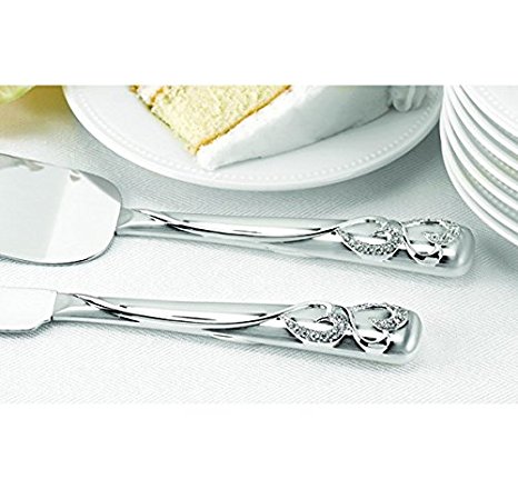 Personalized Engraved Customized Hortense B. Hewitt Wedding Accessories Sparkling Love Silver-Plated Cake Knife and Server Set