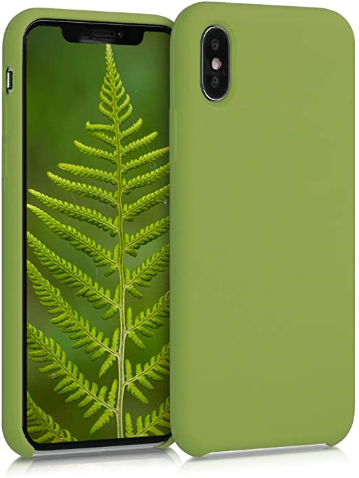kwmobile TPU Silicone Case Compatible with Apple iPhone Xs - Soft Flexible Rubber Protective Cover - Pale Olive Green