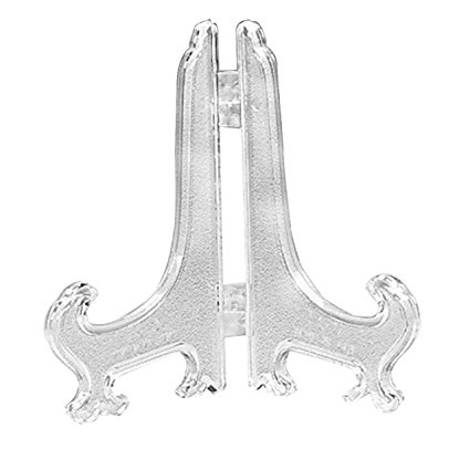 5" Clear Plastic Easels or Plate Holders - Pkg of 12 Easels to Display Plates, Pictures or Other Items