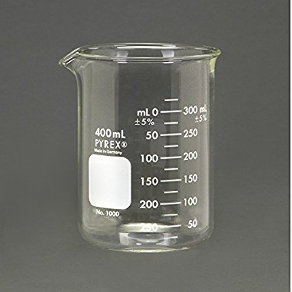 Pyrex Griffin Glass Beaker, Low Form, Measuring, 400 mL