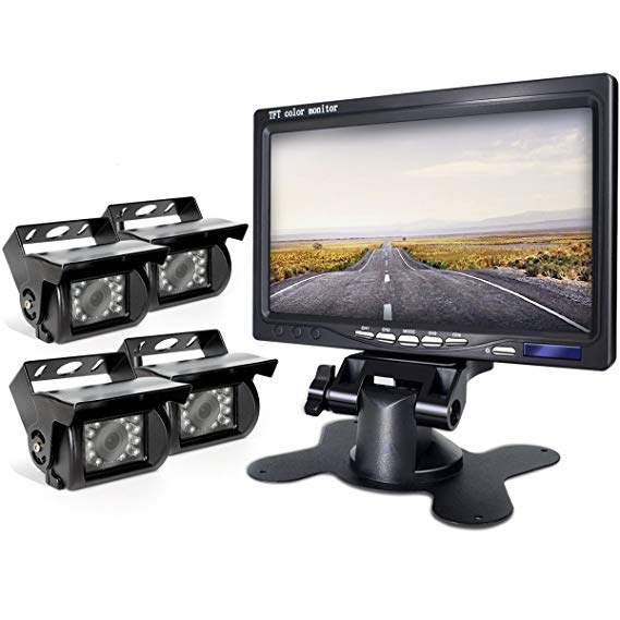 Backup Camera 2.0 with Split Screen Monitor Back Up for Bus/Truck/Semi-Trailer/Box Truck/RV/Trailer/Tractor/ 5th Wheel When Reversing Parking Backing Make No Blind Area