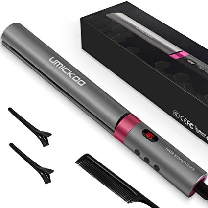 Hair Straightener | UMICKOO Flat Iron For Hair Styling | Professional Straightens & Curls with Adjustable Temp and 3D Floating Ceramic Tourmaline Plates (Gray)