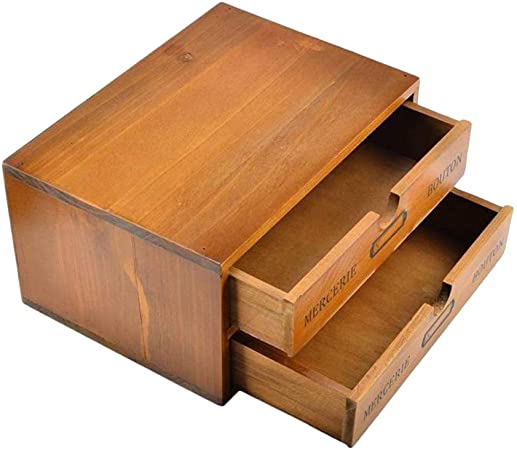 Willcome Wooden Storage Box with Drawers Portable Desktop Cabinet Organizer for Home Office Counter Craft Decor