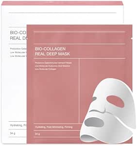 Bio Dance Bio-Collagen Real Deep Mask, Korean Collagen Mask Overnight, Overnight Collagen Face Mask, Deep Collagen Anti Wrinkle Lifting Mask (8 Pc,Red)